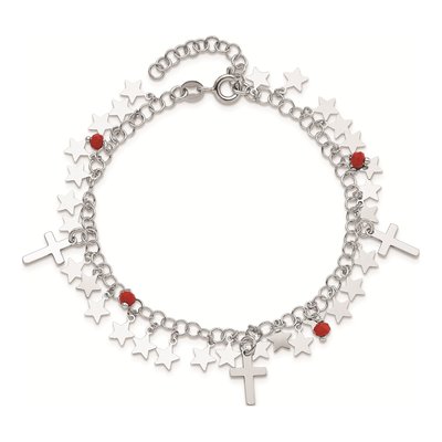 Sterling Silver Crystal Cross Star Bracelet – view 3
