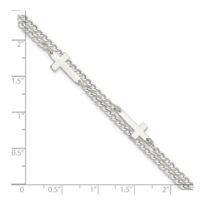 Sterling Silver Double Cross Bracelet – view 3