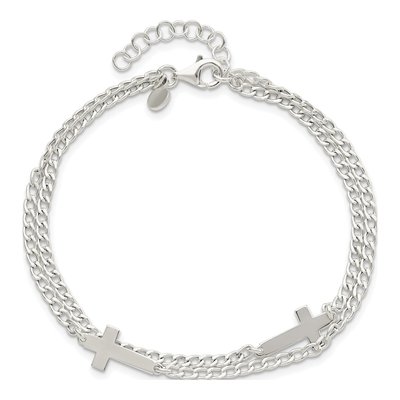 Sterling Silver Double Cross Bracelet – view 4
