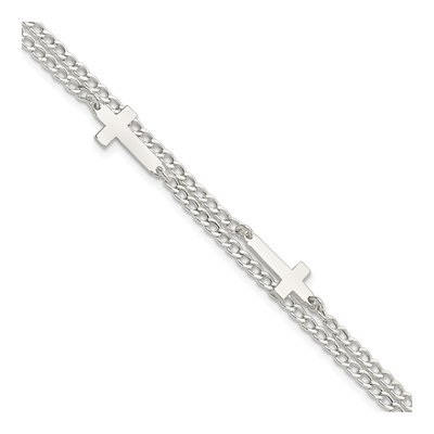 Sterling Silver Double Cross Bracelet