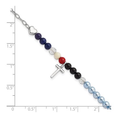 Sterling Silver Onyx & Crystal AMEN Jesus Story Cross Bracelet – view 3