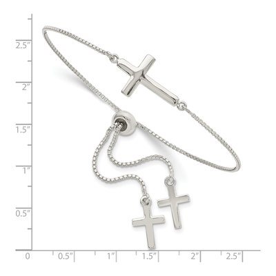 Sterling Silver Cross Adjustable Bracelet – view 2