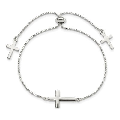 Sterling Silver Cross Adjustable Bracelet – view 3