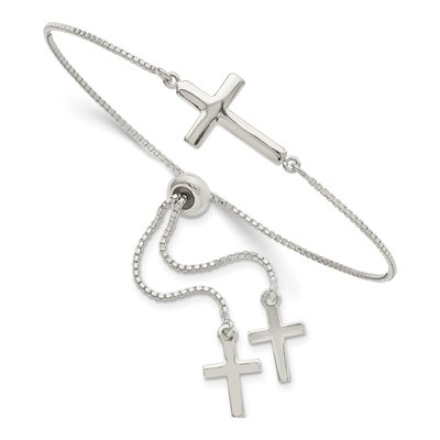 Sterling Silver Cross Adjustable Bracelet