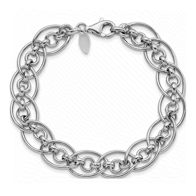 Sterling Silver Oval Circle Link Bracelet – view 3