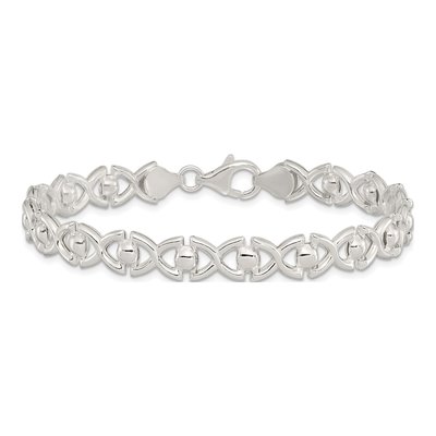 Sterling Silver 7.6mm Fancy Open Link Chain Bracelet – view 3