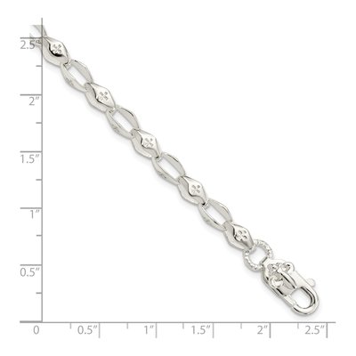 Sterling Silver 4.75mm Cross Fleur de Fancy Link Chain Bracelet – view 2