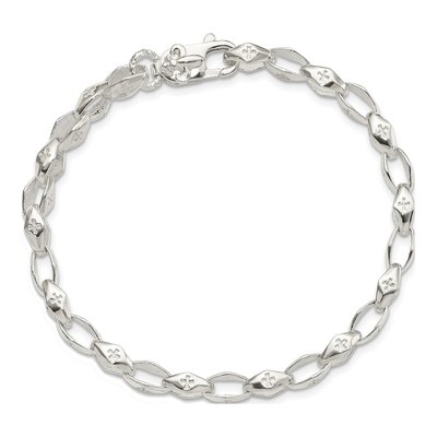 Sterling Silver 4.75mm Cross Fleur de Fancy Link Chain Bracelet – view 3