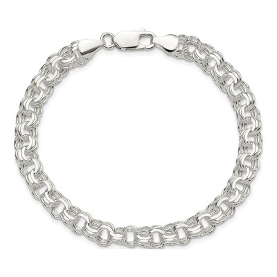 Sterling Silver Triple Link Charm Bracelet – view 4