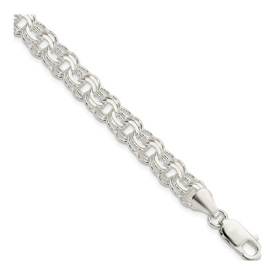 Sterling Silver Triple Link Charm Bracelet