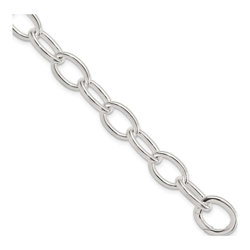 Sterling Silver Fancy Link Bracelet, 7" Rhodium-Plated