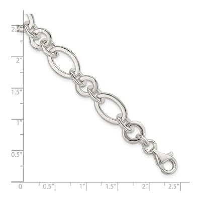 Sterling Silver 10.22mm Fancy Oval Round Link Chain Bracelet – view 3
