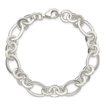 Sterling Silver 10.22mm Fancy Oval Round Link Chain Bracelet – view 4