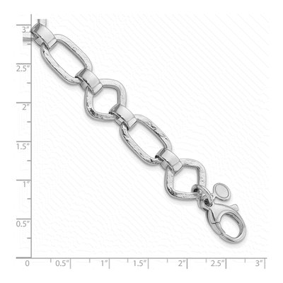 Sterling Silver 14.65mm Hammered Link Chain Bracelet – view 3