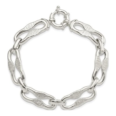 Sterling Silver 10.85mm Fancy Link Chain Bracelet – view 3