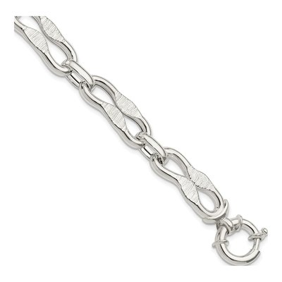 Sterling Silver 10.85mm Fancy Link Chain Bracelet