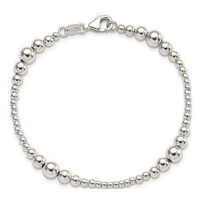 Sterling Silver Graduated Beaded Bracelet – view 4