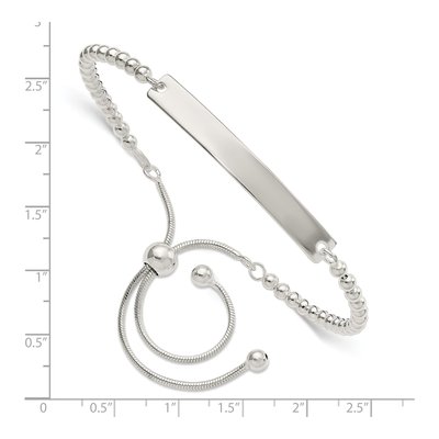 Sterling Silver Beaded Adjustable ID Bracelet – view 3