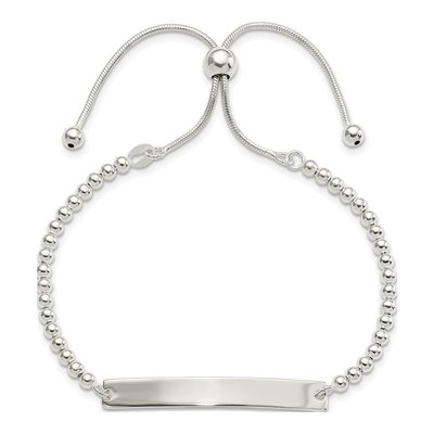 Sterling Silver Beaded Adjustable ID Bracelet – view 4