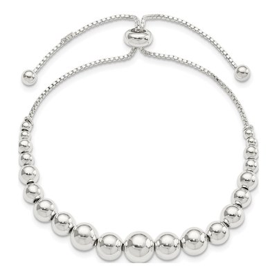 Sterling Silver Beaded Adjustable Bracelet – view 4