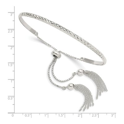Sterling Silver Tassel Bangle Bracelet – view 2