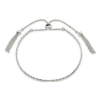 Sterling Silver Tassel Bangle Bracelet – view 3