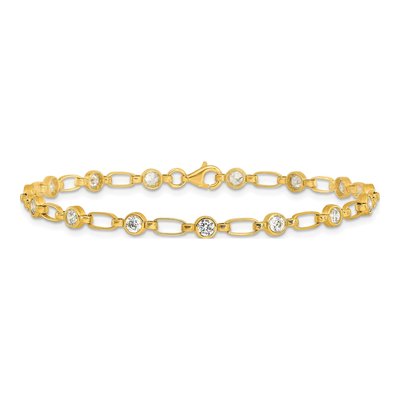 Gold-Plated Sterling Silver CZ Bezel Bracelet – view 4