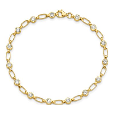 Gold-Plated Sterling Silver CZ Bezel Bracelet – view 5