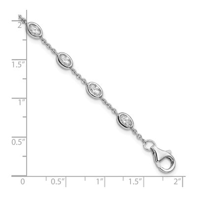 Sterling Silver CZ Station Bracelet – view 3
