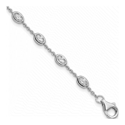 Sterling Silver CZ Station Bracelet