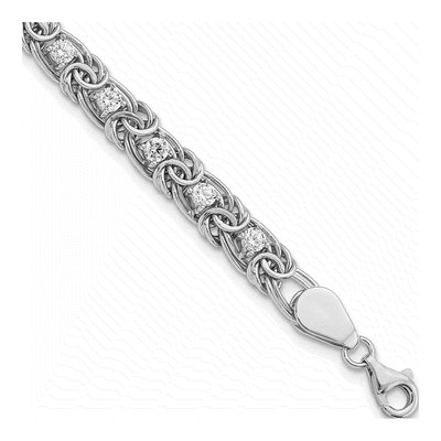 Sterling Silver CZ Flat Link Bracelet