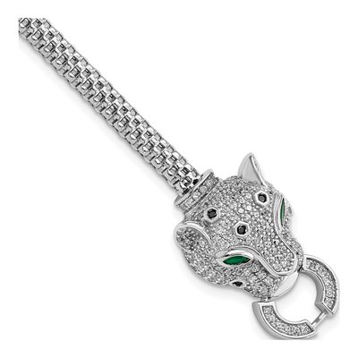 Sterling Silver CZ Cheetah Head Bracelet