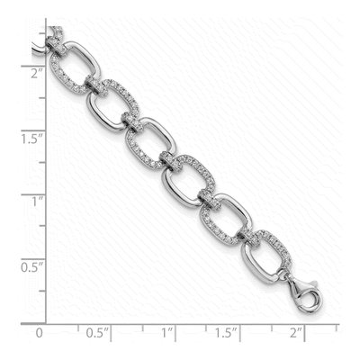 Sterling Silver CZ Square Link Bracelet – view 3