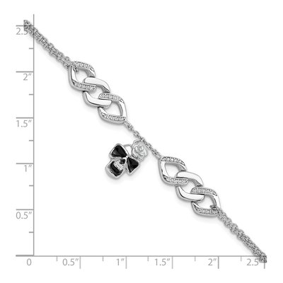 Sterling Silver CZ Skull Flower Bracelet – view 3