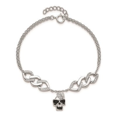 Sterling Silver CZ Skull Flower Bracelet – view 4
