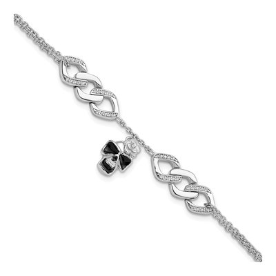 Sterling Silver CZ Skull Flower Bracelet