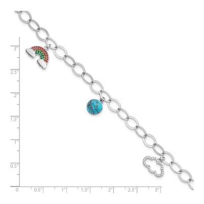 Sterling Silver Turquoise & Crystal Station Bracelet – view 3