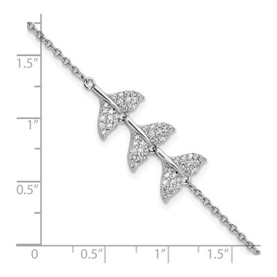 Sterling Silver CZ Whale Tail Bracelet – view 2