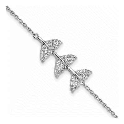 Sterling Silver CZ Whale Tail Bracelet