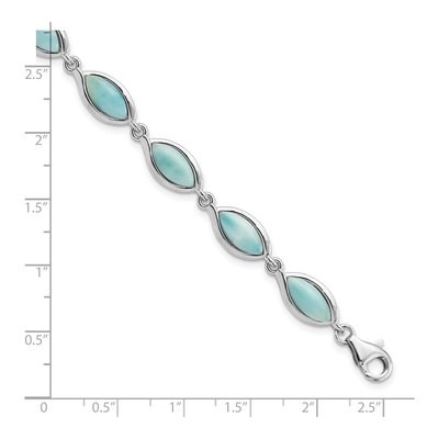 Sterling Silver Larimar Marquise Bracelet – view 3