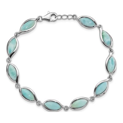 Sterling Silver Larimar Marquise Bracelet – view 4