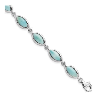 Sterling Silver Larimar Marquise Bracelet
