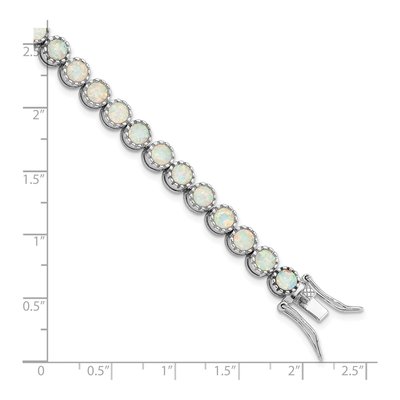 Sterling Silver Lab-Created Opal Beaded Bracelet – view 3