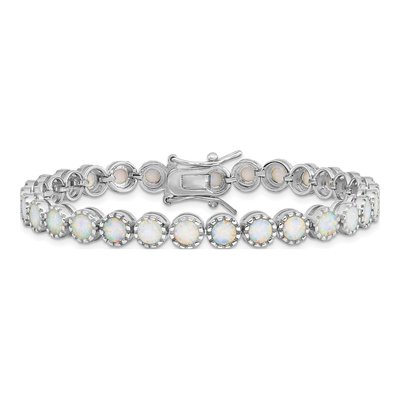 Sterling Silver Lab-Created Opal Beaded Bracelet – view 4
