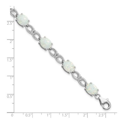 Sterling Silver Lab-Created Opal Bracelet – view 2