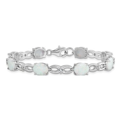 Sterling Silver Lab-Created Opal Bracelet – view 3