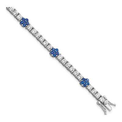 Sterling Silver CZ Flower Bracelet