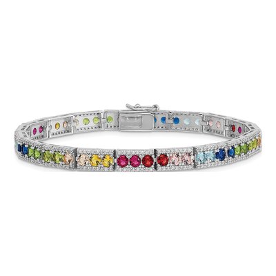 Sterling Silver Crystal & CZ Multicolor Bracelet – view 4