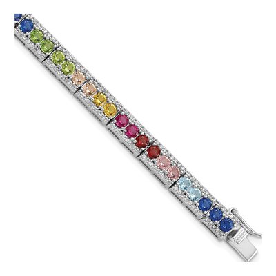 Sterling Silver Crystal & CZ Multicolor Bracelet