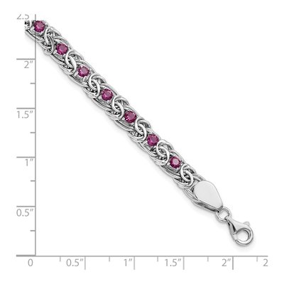 Sterling Silver Dark Pink Glass Link Bracelet – view 3